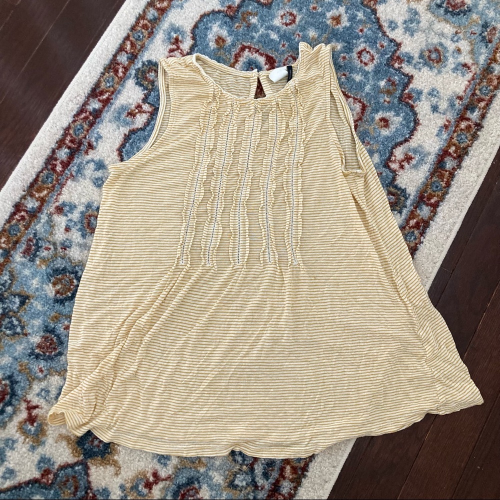 Anthropologie long tank top yellow with dainty details xs!